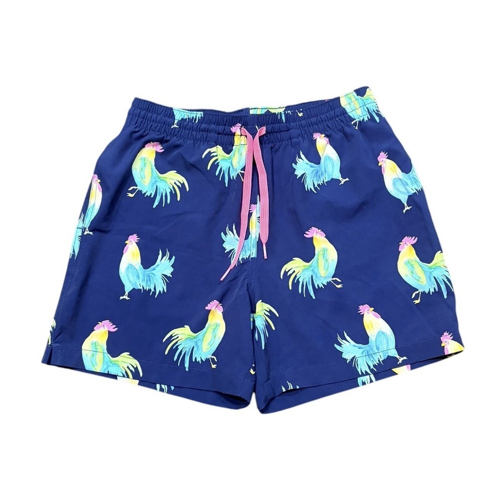 Chubbies Classic Swim Trunk Rooster The Fowl Plays Mens Small 5.5 inch Blue